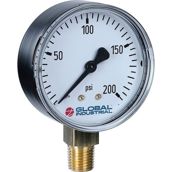 Global Industrial 2-1/2 Pressure Gauge, 100 PSI, 1/4 NPT LM, Steel B2781368